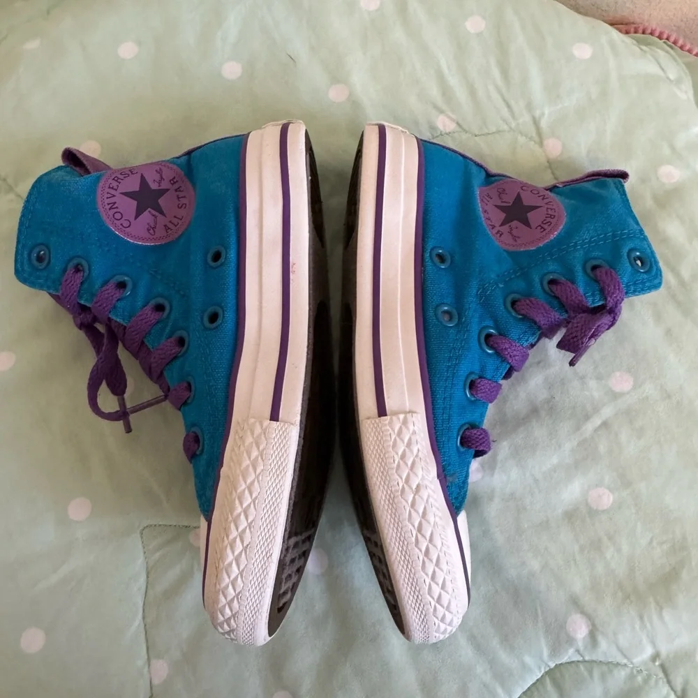Converse Blue High-Tops with Purple Details Kids Size 10.5